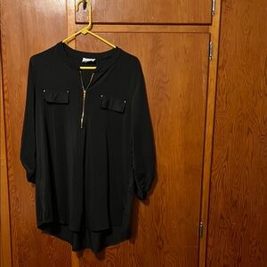 Chic Black Women's Blouse with Zipper Detail